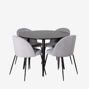 Venture Home – Matsalsuppsättning Plaza med 4 stolar Wrinkles – Svart – Matgrupp 4 personer – Från Homeroom