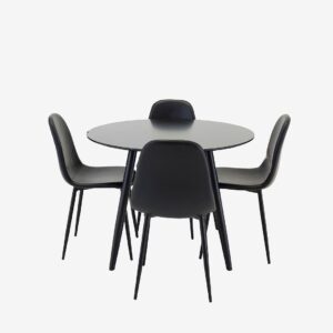Venture Home – Matuppsättning Plaza med stolar Polar – Svart – Matgrupp 4 personer – Från Homeroom