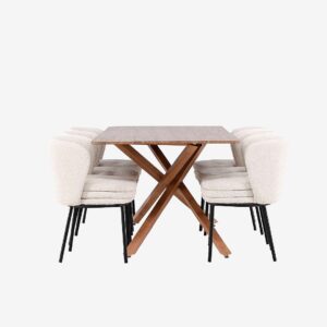 Venture Home – Piazza matbord med Agnes matstol – Vit – Matgrupp 6 personer – Från Homeroom