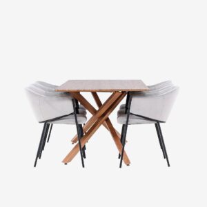 Venture Home – Piazza matbord med Evelina matstol – Grå – Matgrupp 6 personer – Från Homeroom