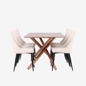Venture Home – Piazza matbord med Leone matstol – Beige – Matgrupp 6 personer – Från Homeroom