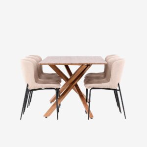 Venture Home – Piazza matbord med Modesto matstol – Beige – Matgrupp 6 personer – Från Homeroom