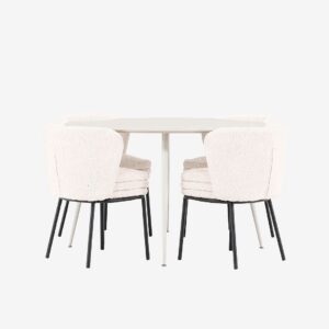 Venture Home – Plaza matbord med Agnes matstol – Vit – Matgrupp 4 personer – Från Homeroom