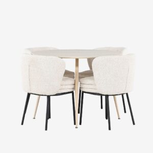 Venture Home – Plaza matbord med Agnes matstol – Vit – Matgrupp 4 personer – Från Homeroom