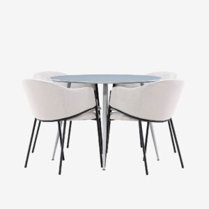 Venture Home – Plaza matbord med Evelina matstol – Grå – Matgrupp 4 personer – Från Homeroom