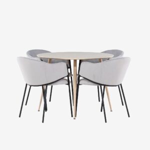 Venture Home – Plaza matbord med Evelina matstol – Grå – Matgrupp 4 personer – Från Homeroom