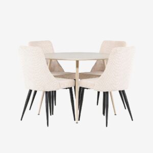 Venture Home – Plaza matbord med Leone matstol – Beige – Matgrupp 4 personer – Från Homeroom
