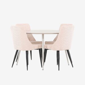 Venture Home – Plaza matbord med Leone matstol – Beige – Matgrupp 4 personer – Från Homeroom