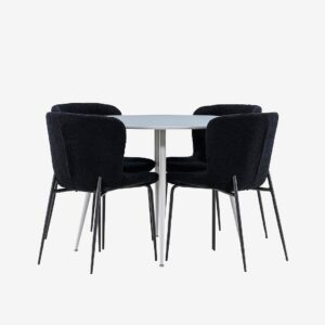 Venture Home – Plaza matbord med Modesto matstol – Svart – Matgrupp 4 personer – Från Homeroom