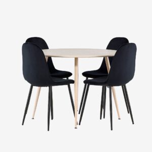 Venture Home – Plaza matbord med Polar matstol – Svart – Matgrupp 4 personer – Från Homeroom