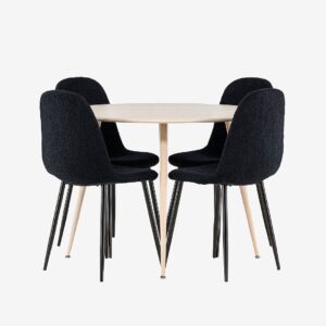 Venture Home – Plaza matbord med Polar matstol – Svart – Matgrupp 4 personer – Från Homeroom