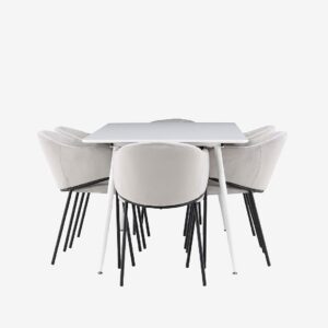 Venture Home – Silar Matbord med Evelina Matstol – Grå – Matgrupp 4 personer – Från Homeroom