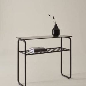 WALLE sideboard 32×100 cm Svart/grått glas