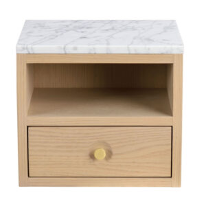 WHITEMORE Sängbord Vitpigmenterad Ek/Vit Marmor