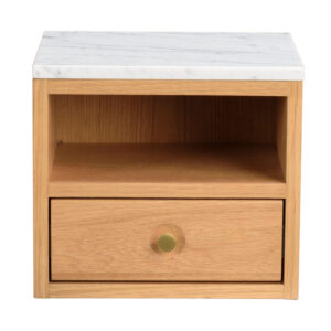 WHITMORE Väggskåp-Sängbord Ek/Vit Marmor