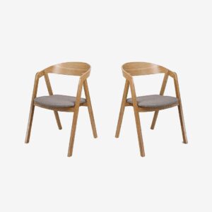 Wood Furniture – Matstol set om två Aldo Tender , ljusgrå – Brun – Stolar – Från Homeroom