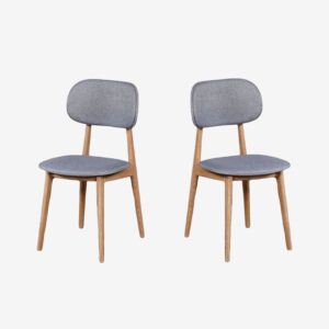 Wood Furniture – Matstol set om två Bari, ljusgrå – Brun – Stolar – Från Homeroom