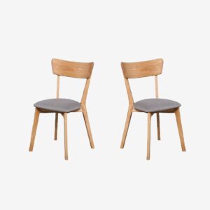 Wood Furniture – Matstol set om två Diana Soft, ljusgrå – Brun – Stolar – Från Homeroom