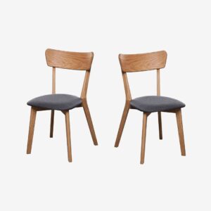 Wood Furniture – Matstol set om två Diana Soft, mörkgrå – Brun – Stolar – Från Homeroom