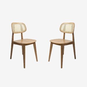 Wood Furniture – Matstol set om två Lula Cane – Brun – Stolar – Från Homeroom