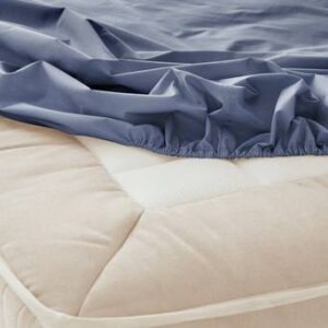 ZACK PERCALE dra-på-lakan, hög madrass – ekologisk Åskblå