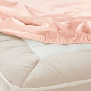 ZACK PERCALE dra-på-lakan, hög madrass – ekologisk Blek persika