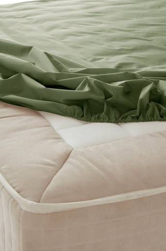 ZACK PERCALE dra-på-lakan, hög madrass – ekologisk Khaki