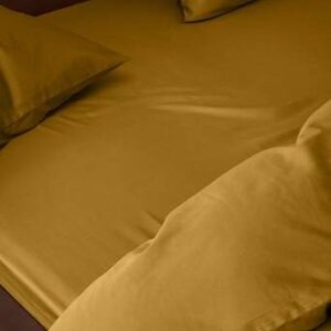 ZACK SATIN dra-på-lakan – ekologisk Guldockra