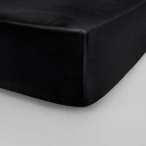 ZACK SATIN dra-på-lakan, hög madrass – ekologisk Svart