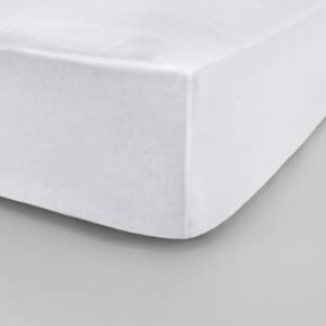 ZACK SATIN dra-på-lakan, hög madrass – ekologisk Vit