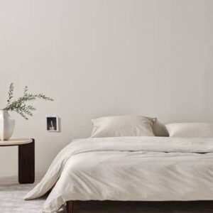 ZACK SATIN påslakanset dubbelsäng – ekologisk Beige