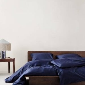 ZACK SATIN påslakanset enkelsäng – ekologisk Mörkblå