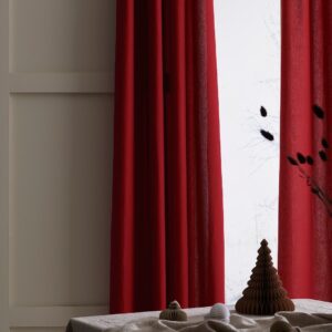 &Home – Öljettlängd i halvpanama 2-pack – Röd – Öljettgardiner – Från Homeroom