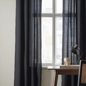 &Home – Öljettlängd i halvpanama 2-pack – Svart – Öljettgardiner – Från Homeroom