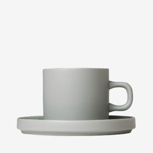 Blomus – Kaffemuggar Med Fat. 2 St Set. Pilar 200ml – Grå – Koppar & muggar – Från Homeroom