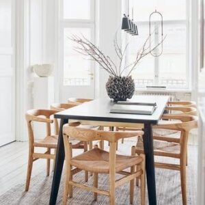 DAKOTA matbord 85×220 cm Svart/mässing