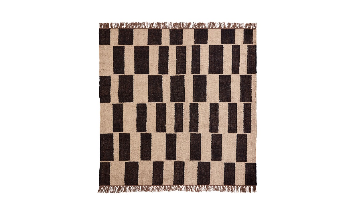 GRAPH Matta 180×180 Svart/Natur