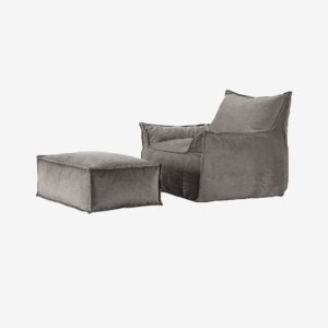 Hanah Home – Fåtölj & puff uppsättning Notre – Grå – Fåtöljer – Från Homeroom
