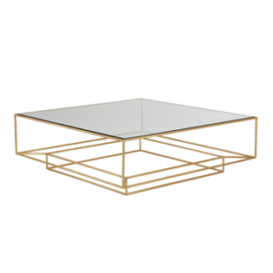 LAKELAND soffbord 102×102 cm Glas/mässing