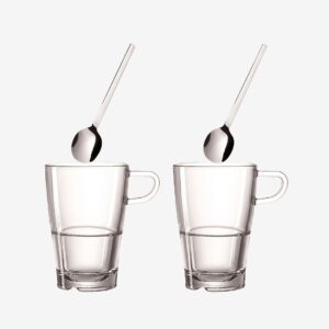 Leonardo – Kaffeset Senso – Kaffekopp och sked x2 – Latte Macchiato – Transparent – Koppar & muggar – Från Homeroom
