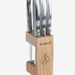 Lou Laguiole – Grillknivar Tradition i träblock 6-Pack – Krom – Bestick – Från Homeroom