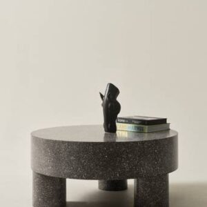 MALARO soffbord ø 90 cm Mörkgrå terrazzo