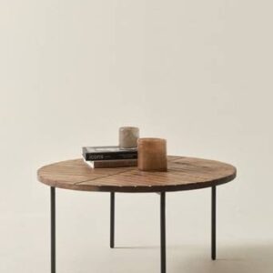 NEHRU soffbord ø 80 cm Svart/trä