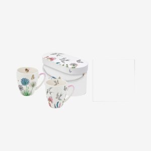 Paperproducts Design – Gåvoset Mugg 2 st 35 cl + Servett Agapanthus & Hirondelles – Vit – Koppar & muggar – Från Homeroom