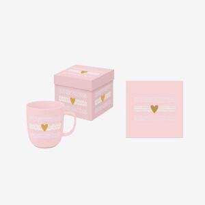 Paperproducts Design – Gåvoset Mugg 35 cl + Servett Heart of Gold – Rosa – Koppar & muggar – Från Homeroom