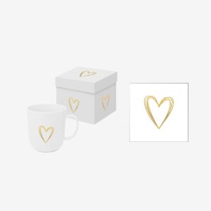 Paperproducts Design – Gåvoset Mugg 35 cl + Servett Pure Heart – Vit – Koppar & muggar – Från Homeroom