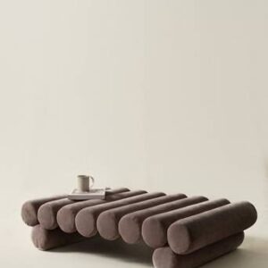 SIMONETTA sittpuff 77×122 cm Varm gråbrun