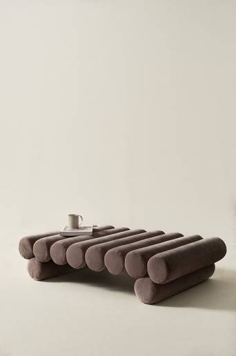 SIMONETTA sittpuff 77×122 cm Varm gråbrun