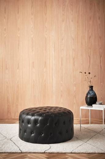 SKENE sittpuff ø 80 cm Svart konstskinn