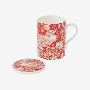 Spode – Mugg- och underläggsset Morris & Co Strawberry Thief Indian Red – Röd – Koppar & muggar – Från Homeroom